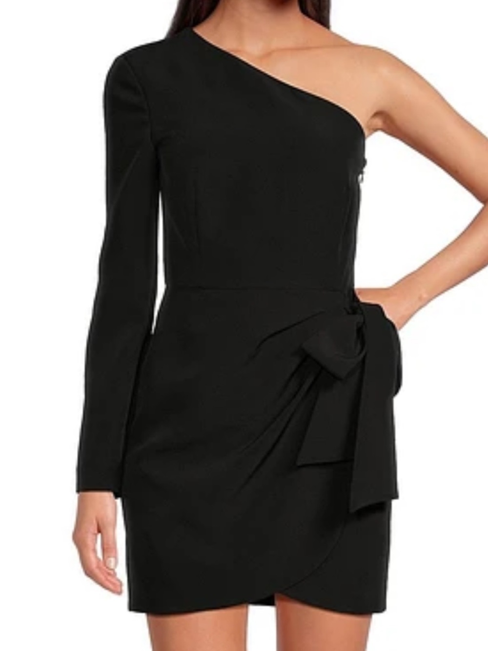 Gianni Bini Black One-Shoulder Dress with Side Bow
